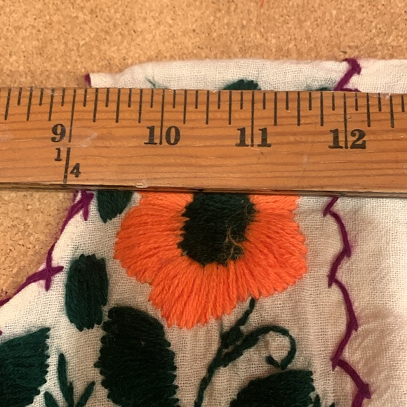 Mexican Embroidered Floral White Dress Unsized Fits XS Petite - Picture 11 of 14